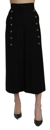 Dolce & Gabbana Black High Waist Wide Leg Cropped Pants -   -  Dolce & Gabbana.